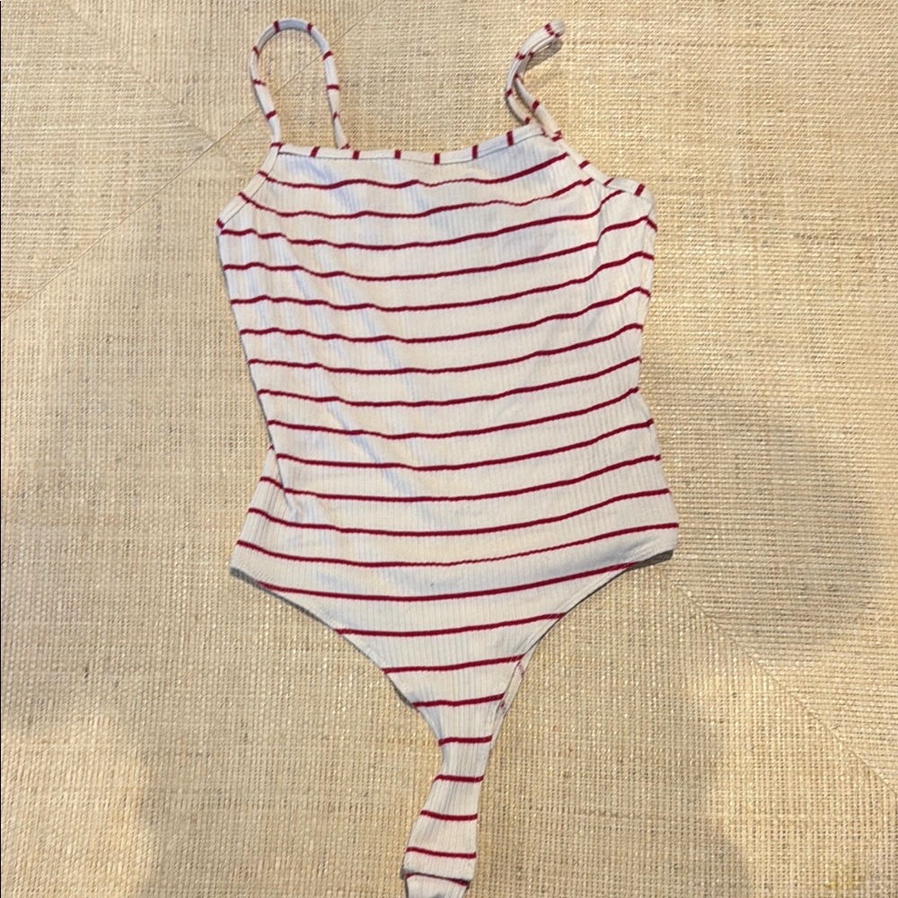 Paige Striped Red and White Bodysuit sz XXS